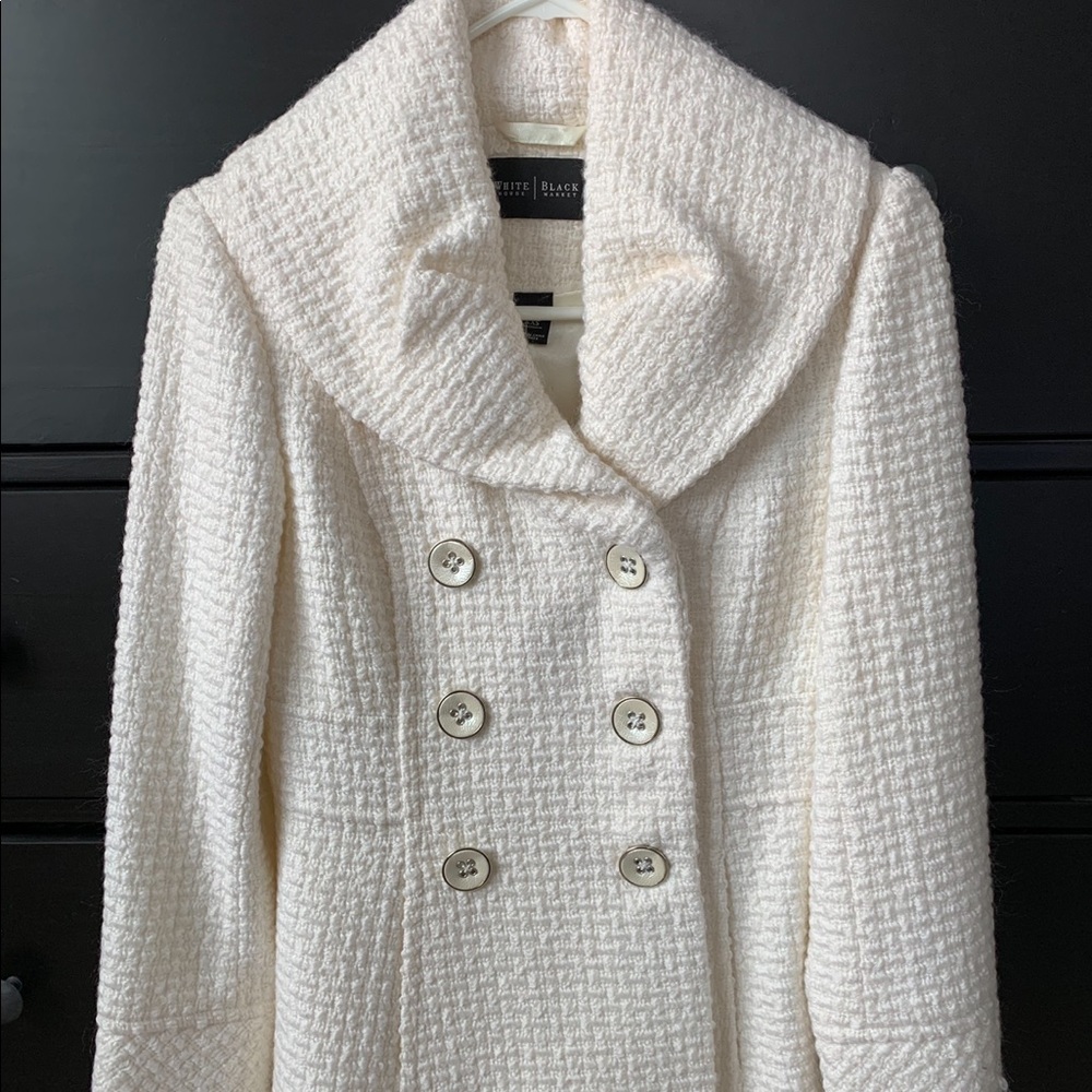 NWT WHBM Double Breasted Cream Coat
